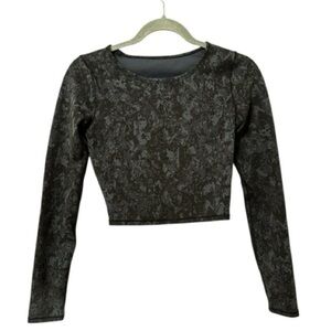 Lululemon Wunder Train Cropped Hideaway Camo Deep Coal Sports Long Sleeve Shirt